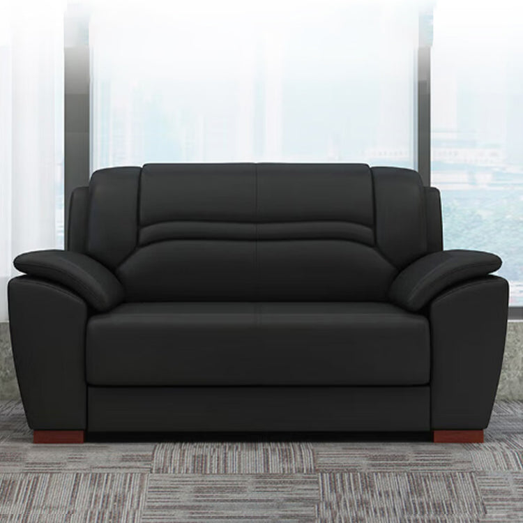 Office sofa, office reception guest sofa in leather, black