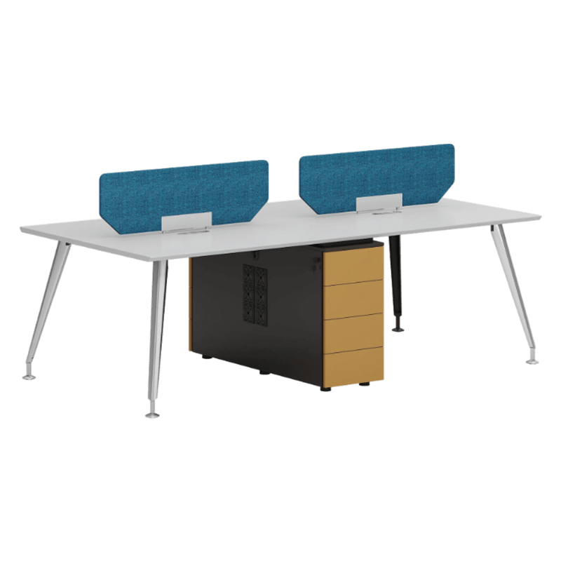 desk with top panel, side cabinet, wiring hole