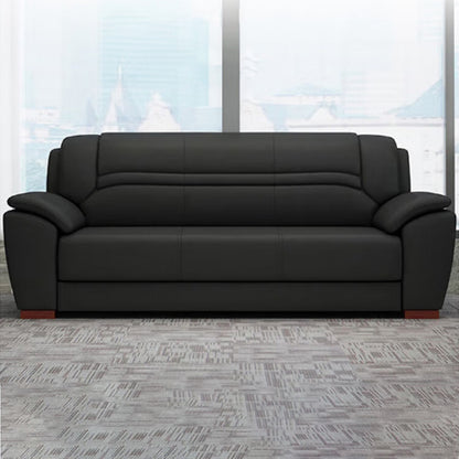 Office sofa, office reception guest sofa in leather, black