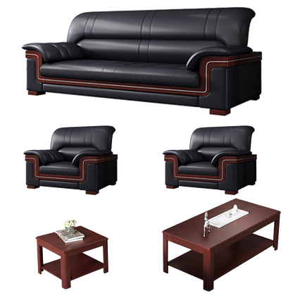 Office sofa, business reception guest leather sofa for office, thickened black leather