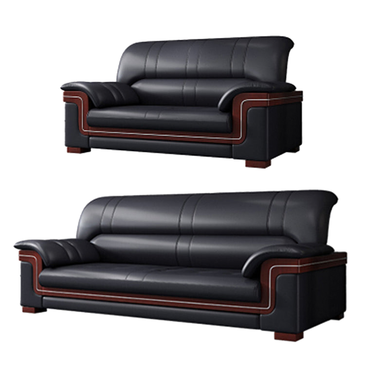 Office sofa, business reception guest leather sofa for office, thickened black leather