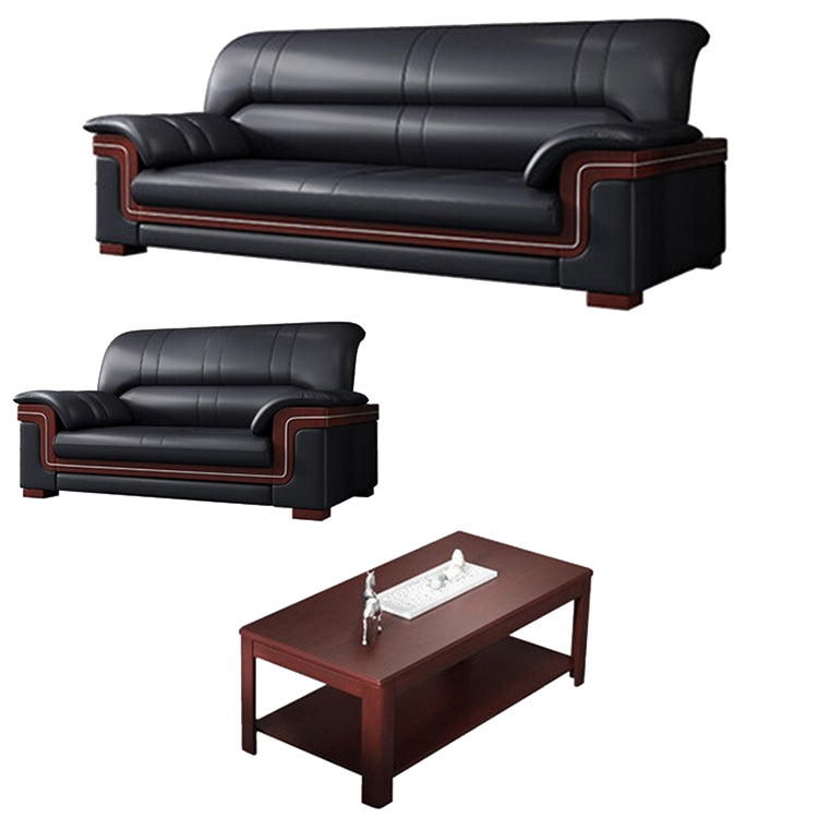 Office sofa, business reception guest leather sofa for office, thickened black leather