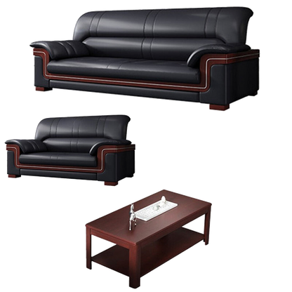 Office sofa, business reception guest leather sofa for office, thickened black leather