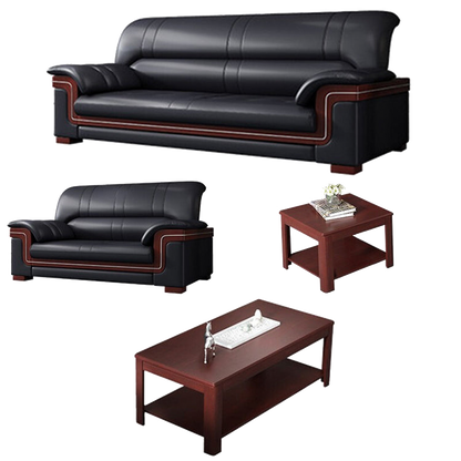 Office sofa, business reception guest leather sofa for office, thickened black leather