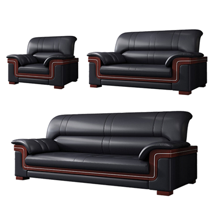 Office sofa, business reception guest leather sofa for office, thickened black leather