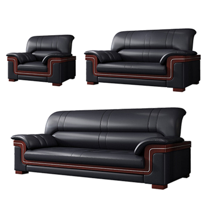 Office sofa, business reception guest leather sofa for office, thickened black leather