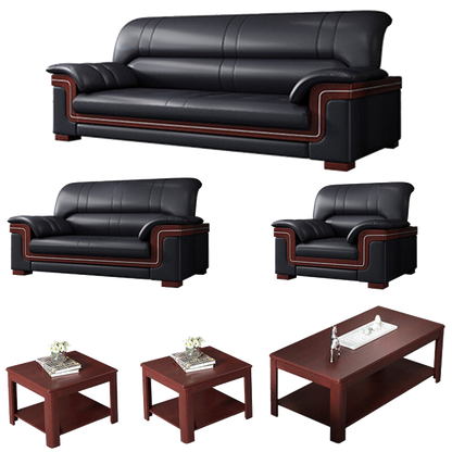 Office sofa, business reception guest leather sofa for office, thickened black leather