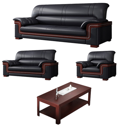 Office sofa, business reception guest leather sofa for office, thickened black leather