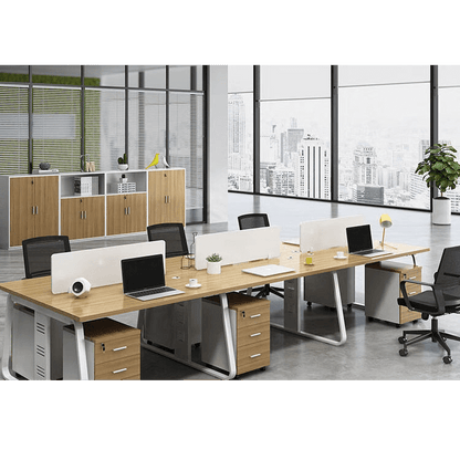 Office staff desk and chair combination with screen partition for employee desk and computer desk