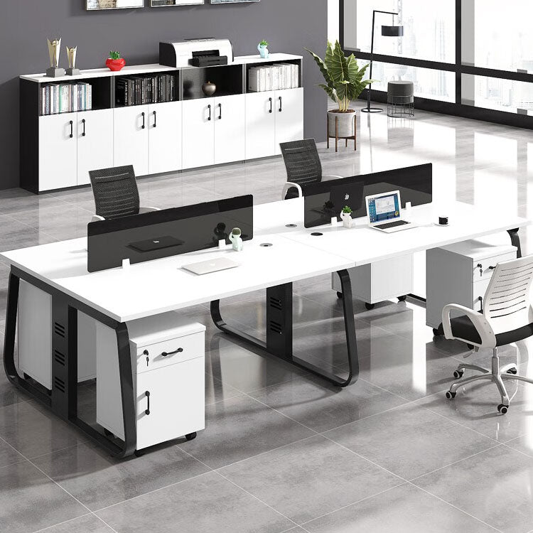 Office desk and chair combination, workstation computer desk in black ...