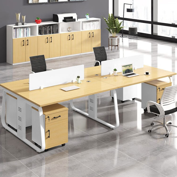 Office desk and chair combination, workstation computer desk in black and white