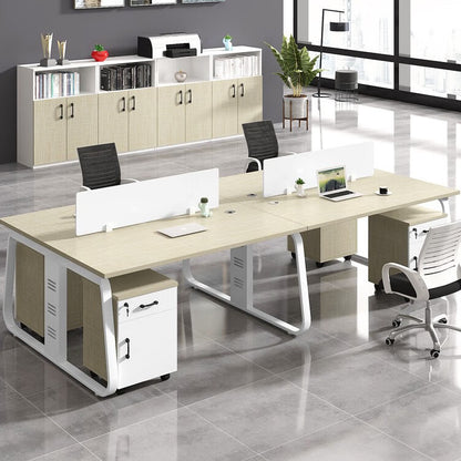 Office desk and chair combination, workstation computer desk in black and white