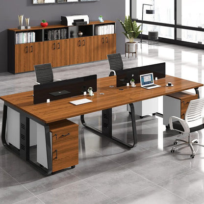 Office desk and chair combination, workstation computer desk in black and white