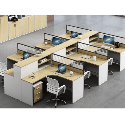 Creative multicombination office desk for employees with chairs and cabinets