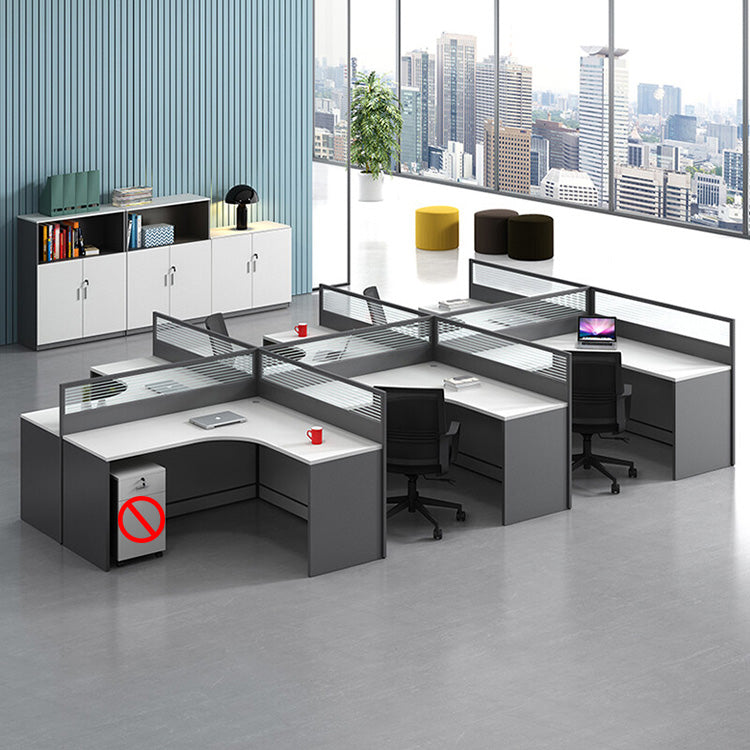 L shaped office desk employee desk multiple options with partition office desk and chair