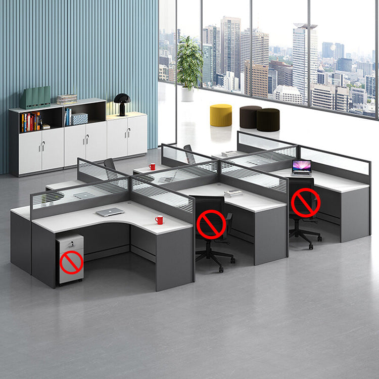 L shaped office desk employee desk multiple options with partition office desk and chair