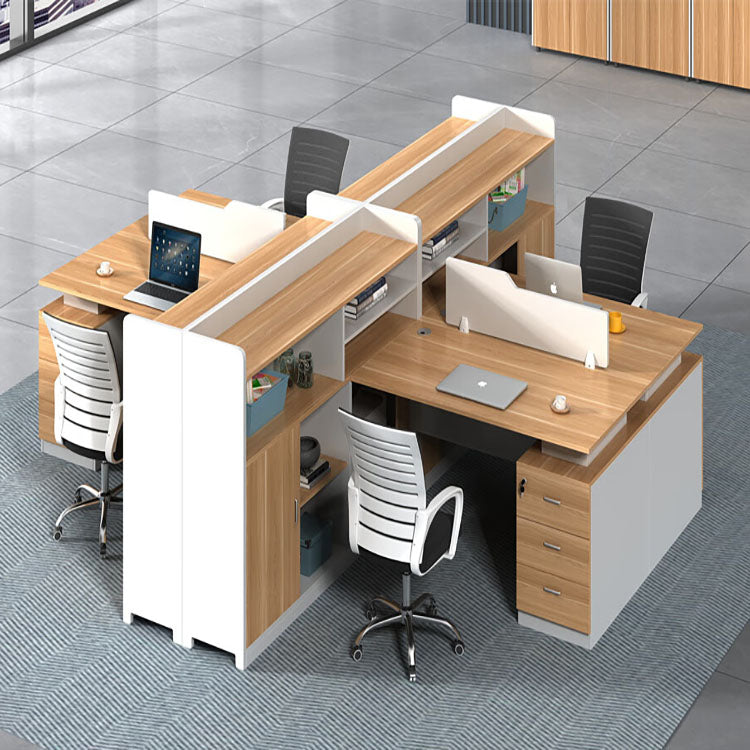 Simplified office staff card slot, employee desk with tall cabinet, freely configurable