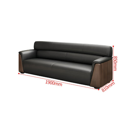 Office sofa, business reception and meeting leather sofa set with long coffee table