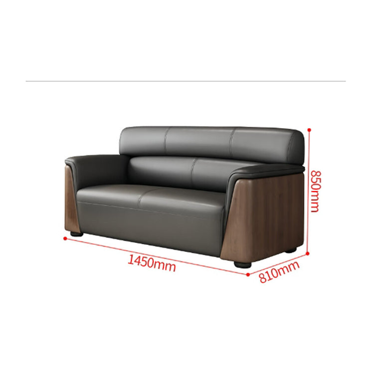 Office sofa, business reception and meeting leather sofa set with long coffee table