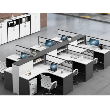 Creative multicombination office desk for employees with chairs and cabinets