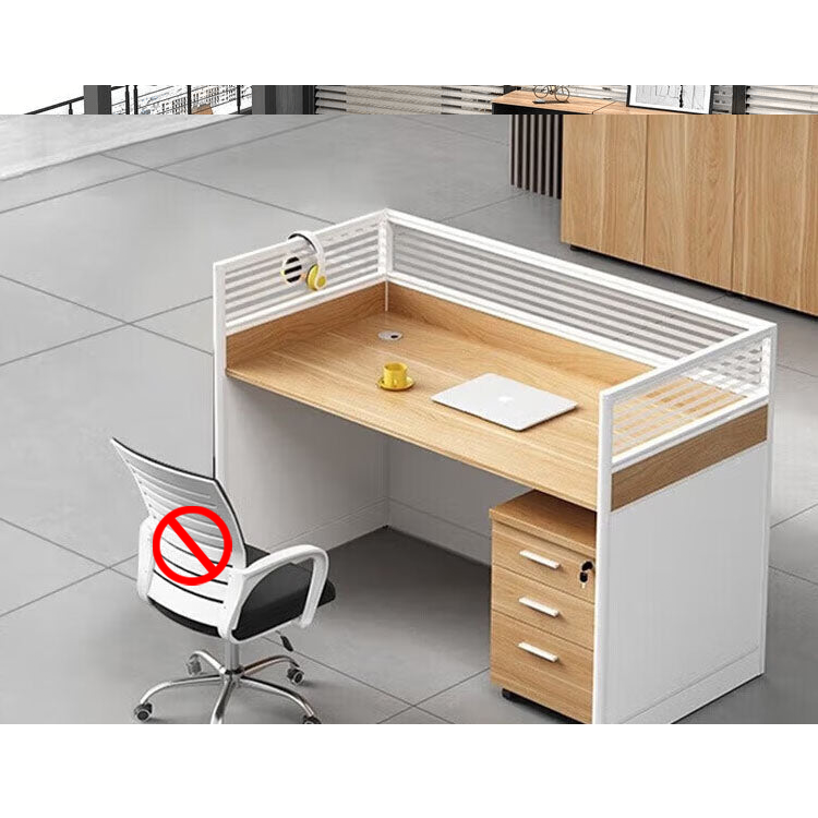 Screen card slot staff office desk and chair combination in wood color