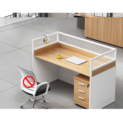 Screen card slot staff office desk and chair combination in wood color