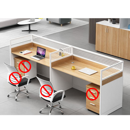 Screen card slot staff office desk and chair combination in wood color