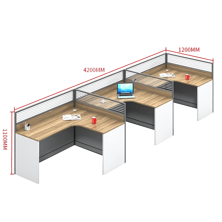 Creative curved employee desk, screen workstation, office desk and chair set