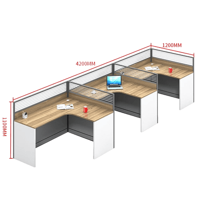 Creative curved employee desk, screen workstation, office desk and chair set