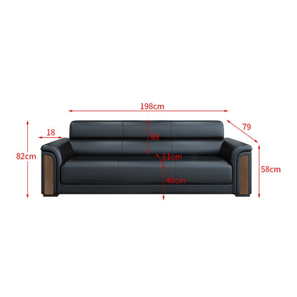 Office sofa, simple and modern business reception guest leather sofa and coffee table, black