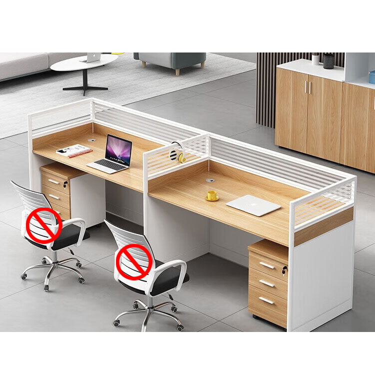 Screen card slot staff office desk and chair combination in wood color