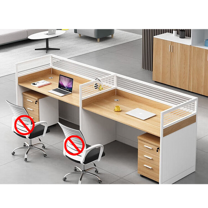 Screen card slot staff office desk and chair combination in wood color