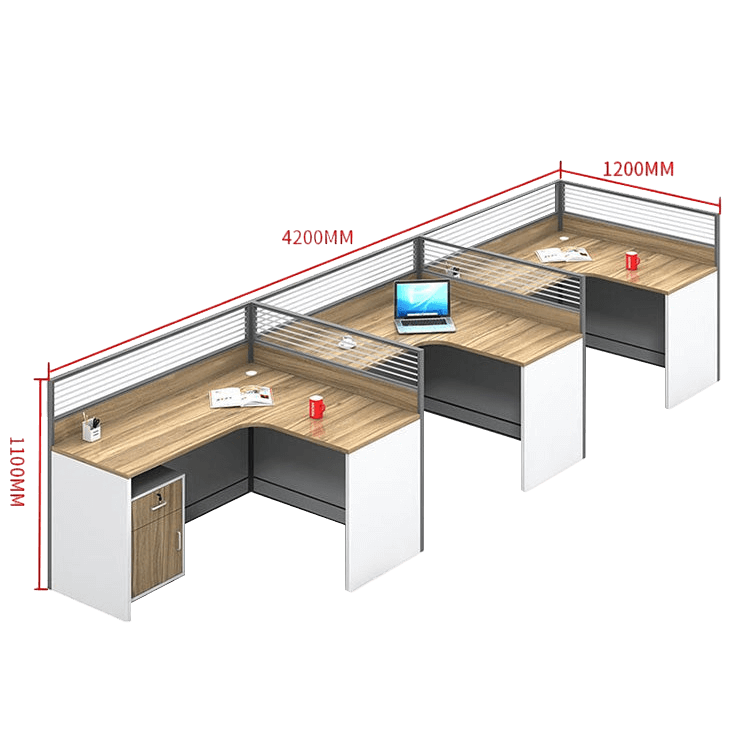 Creative curved employee desk, screen workstation, office desk and chair set