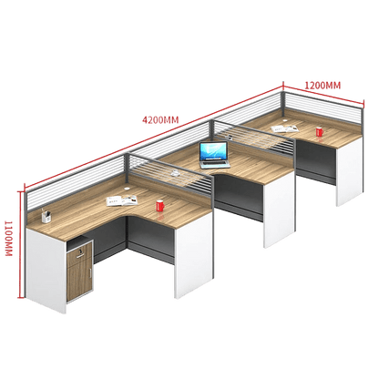 Creative curved employee desk, screen workstation, office desk and chair set