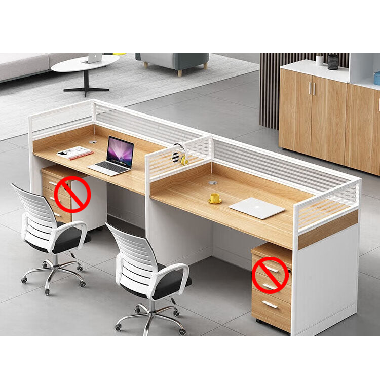 Screen card slot staff office desk and chair combination in wood color