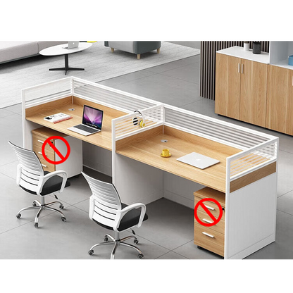 Screen card slot staff office desk and chair combination in wood color