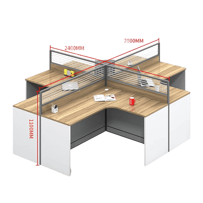 Creative curved employee desk, screen workstation, office desk and chair set