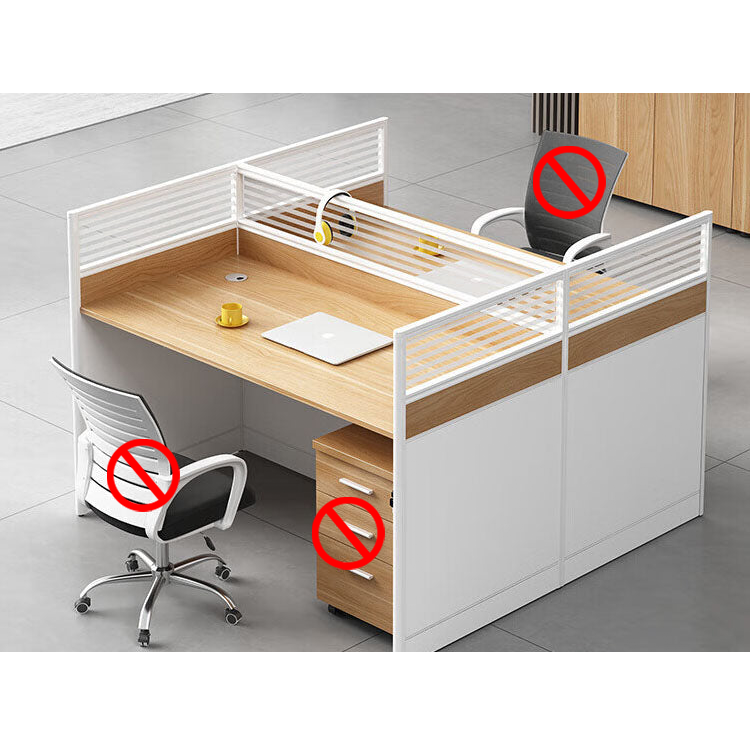 Screen card slot staff office desk and chair combination in wood color