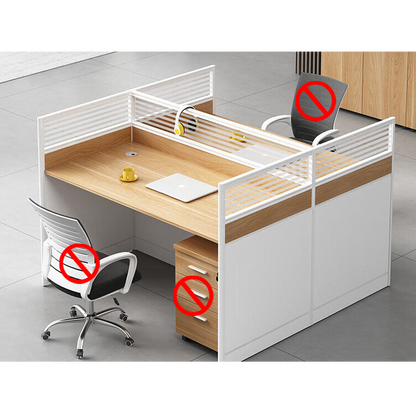 Screen card slot staff office desk and chair combination in wood color