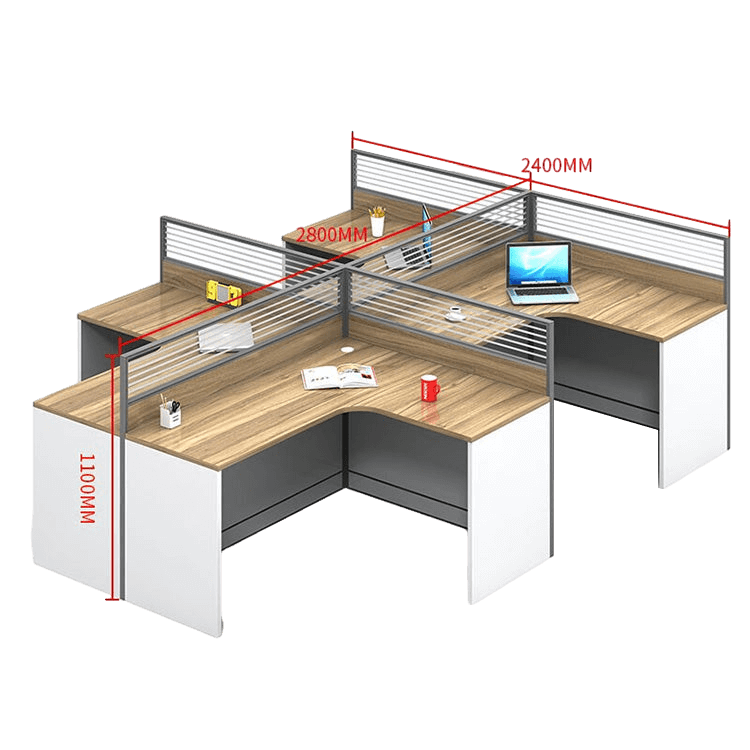 Creative curved employee desk, screen workstation, office desk and chair set