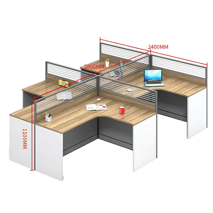 Creative curved employee desk, screen workstation, office desk and chair set