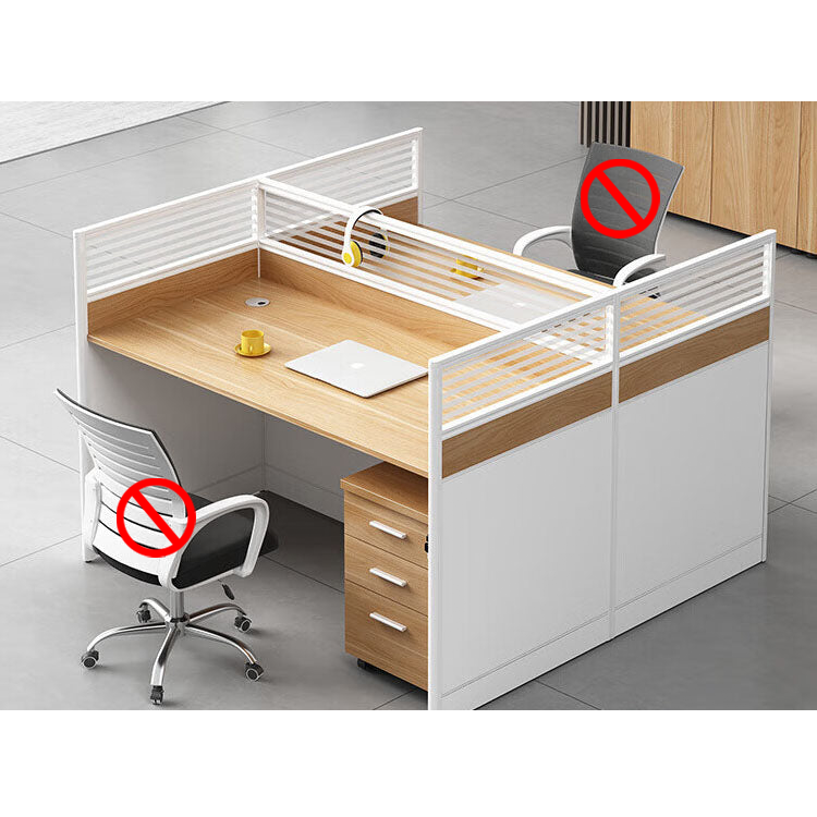 Screen card slot staff office desk and chair combination in wood color