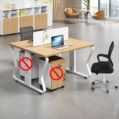 Office furniture staff desk with screen partition, card slot, steel frame computer desk