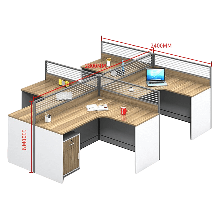 Creative curved employee desk, screen workstation, office desk and chair set