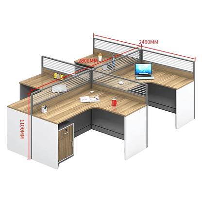 Creative curved employee desk, screen workstation, office desk and chair set