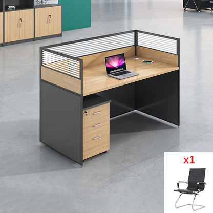 Office staff desk, employee workstation, office desk and chair combination