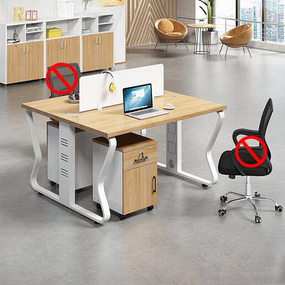 Office furniture staff desk with screen partition, card slot, steel frame computer desk