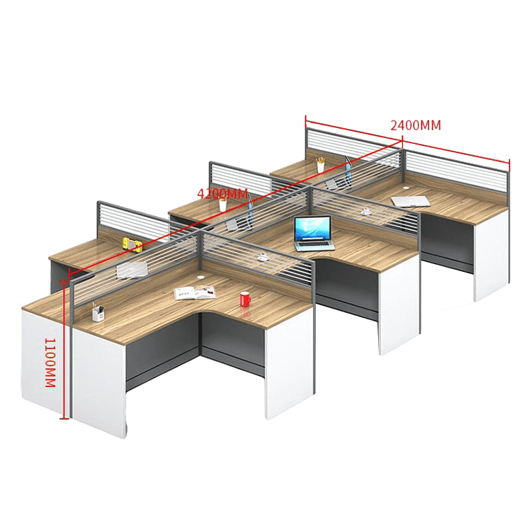 Creative curved employee desk, screen workstation, office desk and chair set