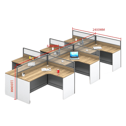 Creative curved employee desk, screen workstation, office desk and chair set