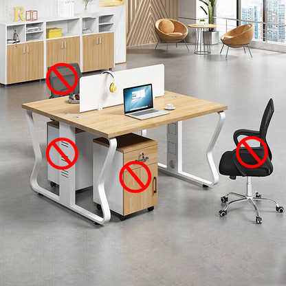 Office furniture staff desk with screen partition, card slot, steel frame computer desk